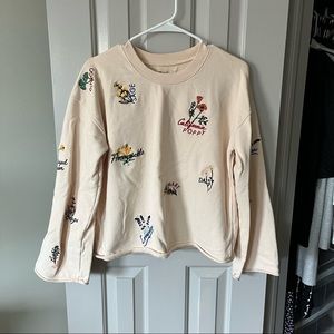 Madewell Floral Sweatshirt Light Pink